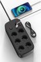 Thermal Surge Protected 6-Outlet Socket 4X USB 2X Type-C Output Group Socket Multiplier (3500W) Black - 2