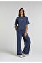 Regular Fit Mid Waist Straight Women's Navy Blue Sweatpants