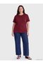 Two Mt Shop Quality Lcw Curve Damson Combed Cotton Embroidered Oval Neck Short Sleeve Women's Blouse