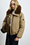 Sunset Goose Feather Women's Coat Camel Feather - 5
