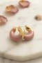 316L Steel Gold Color Pink Hoop Model Women's Earrings - 2