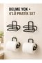 Black 4 Pieces Metal Toilet Paper Holder Self-Adhesive Mounting Without Drilling Bathroom Hanger