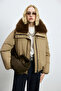 Sunset Goose Feather Women's Coat Camel Feather - 6