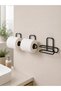 3-Piece Adhesive Toilet Paper Holder Black Roll Holder for Bathroom and Kitchen Use - 6