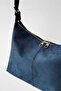 Navy Blue Suede Cushy Crossbody Messenger Shoulder Bag - 3