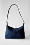 Navy Blue Suede Cushy Crossbody Messenger Shoulder Bag - 5