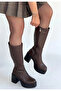 Disan Brown Leather Heeled Boots