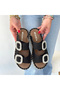 Hertas black nubuck buckle slippers - 4