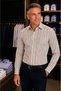 100% Cotton Long Sleeve Striped Men's Shirt Slim Fit Cut Collar Breathable Fabric