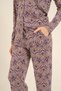 Women's Uzunkol Mink Patterned Shirt Pajama Set, Shirt Collar, Pocket Detail, 50% Cotton 50% Modal Fabric - 5