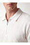 Vizyon New Season White Polo Collar Men's T-Shirt - 3