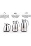 Stainless Steel Thermal Coffee Carafe Set, 3-Piece Insulated Vacuum Tea Pot Bundle 0.3L 0.7L 1.0L, Mirror Finish with Ergonomic Handle, Double Wall Hot & Cold Beverage Dispenser - 3