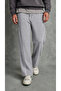 Men's Gray Baggy Sweatpants with Front Piping and Wide Legs - 6