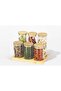 Premium 6-Jar Spice Organizer Set, Glass Condiment Pots with Airtight Bamboo Lids, Countertop Herb and Spice Storage Holder for Kitchen Organization, Natural Wood Rack