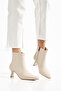 Beige Vegan Leather Special Design Short Heel Women's Boots - 6