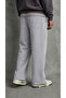 Men's Gray Baggy Sweatpants with Front Piping and Wide Legs - 7