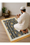 Premium Islamic Prayer Mat 70 x 110 cm Soft Comfortable Prayer Rug with Elegant Mihrab Pattern, Decorative Tassel Fringe, Durable Woven Fabric and Non-Slip Backing for Home, Mosque & Travel - 3