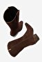 Yafillen Women's Genuine Leather Western / Cowboy Short Boots Brown Suede - 5