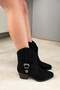Women's Texas Black Suede 5 cm Heeled Cowboy Boots