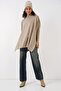 Women's Slit Oversize Poncho Sweater 1222 - A.Beige - 2