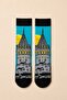 Galata Tower Moon Patterned Turquoise Unisex Socks