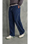 Men's Navy Blue Baggy Sweatpants with Front Piping and Wide Legs - 6