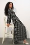 Women's Long Knitted Polka Dot Dress 1125 - P. Black - 2