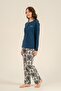 Women's Cream Buttoned Collar Long Sleeve Pajama Set Pc9285-S-V2 - 8