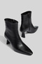 Black Short Heeled Vegan Leather Special Design Model Women's Boots
