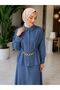 Women's Tencel Cotton Elastic Waist Skirt and Shirt Set with Metal Cord and Button Detail, Stylish Two-Piece Set - 2