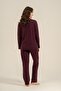 Women's Brown Long Sleeve Pajama Set Pc9304-S-V3 - 4
