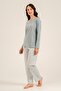 Women's Soft Green Uzunkol Pajama Set, 50% Cotton 50% Modal Fabric - 2