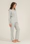 Women's Soft Green Uzunkol Shirt Pajama Set, 50% Cotton 50% Modal Fabric - 2