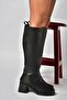 Z973580209 Black Thick Heeled Daily Women's Boots - 2