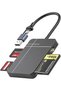 قارئ بطاقات متعدد الوظائف 4 في 1 مع منفذ USB C وUSB3.0، محول تخزين محمول