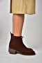 Z555671002 Brown Genuine Leather Suede Thick Heeled Women's Boots - 2