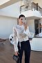Rose Embroidered Drawstring Knitwear Blouse - 2