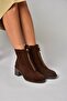 Z555671002 Brown Genuine Leather Suede Thick Heeled Women's Boots - 3