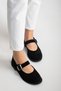 Genuine Leather Black Suede Women's Buckle Detailed Casual Shoes with Helmet Style Fable - 6