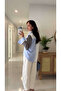 Pallis Blue Gray Striped Knitwear Shirt with Piece Detail - 2