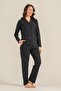 Women's Black Embroidered Shirt Pajama Set Pc9290-S-V1 - 3