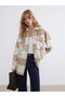 Lcw Vision Beige Plaid Oversized Women's Lumberjack Shirt Jacket