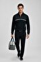 Men's Striped Regular Black Half-Zip Sweatshirt - 3
