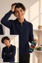 Boy's Zippered Polo Collar Ribbed Knit Sweater Trk11011 - 7