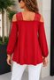 Elegant Women's Off-Shoulder Multi-Strap Detailed Long Sleeve Viscose Blouse - 3