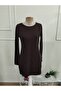 Women's long sleeve crew neck short modal dress - 4