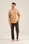 Men's mink 100% cotton long sleeve pajama set, crew neck, pocket detail - 2