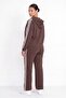 Women's Coffee Seasonal Zip-Front Hooded Striped Logo Detailed Tracksuit Set - 4