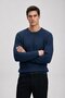 Men's Casual Winter Navy Blue Crew Neck Basic Sweater - 5