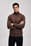 Men's Premium Winter Dark Brown Full-Collar Knit Sweater